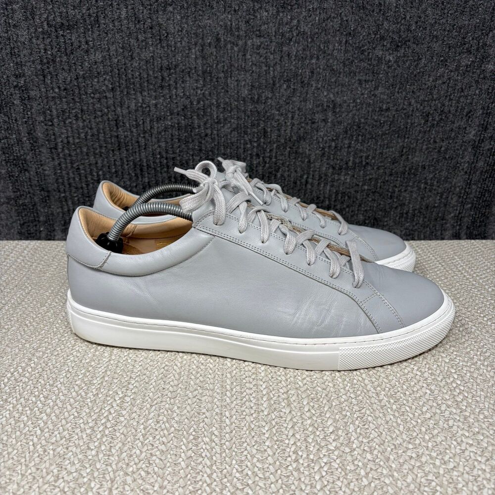 Suitsupply Grey Leather Casual Low Top Sneakers Shoes Calf Grain Mens 12 US 45